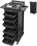 EBANKU Salon Beauty Rolling Trolley Cart Black Hair Salon Storage by EBANKU