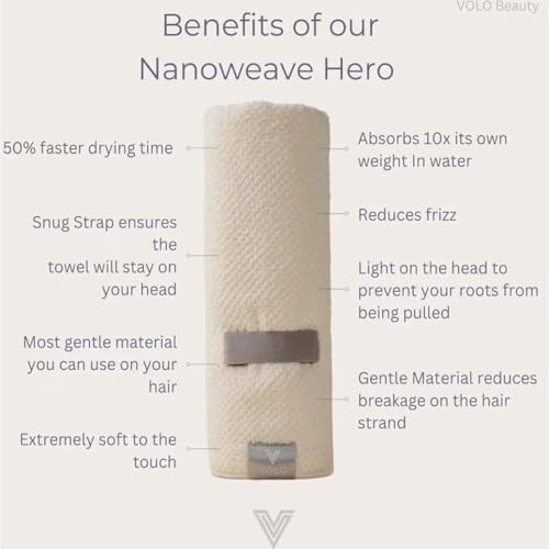 VOLO Hero Hair Towel Tube - Absorbent Quick Dry Nanoweave - Pebble - Image 6