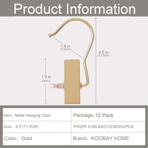 Boot Hangers 4.5" Metal Outfit Hanger Gold Hanging Clips for Gloves Shoes Laundry Hooks Hair Extension Wigs Clips Portable Home Travel Hangers for Hat, Towels, Bras, Socks 12Pack - Image 3