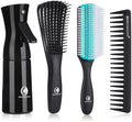BRUSHZOO Detangling Brush with Hair Spray Bottle, Wide Tooth Comb for Women, Men, and Kids - 9 Row Brush with Detangler for Natural 3/4abc Curly Hair by Brushzoo