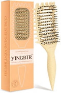 Curl Defining Brush for Curly Hair, Vented Detangling Hair Brush for Wet and Dry Styling, Curved Brush for Shaping and Smoothing Curl Clumps, Lightweight Hair Brush （Yellow） by Yingbtr