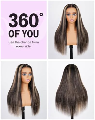 6x5 Highlight Lace Front Wig Human Hair 20 Inch Straight - Image 5