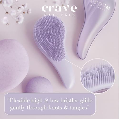 Crave Naturals Detangling Hair Brush Large Purple – Glide Thru Hair Detangler Brush for Women, Kids & Toddlers – Gentle Scalp Care, No-Pain Tangle-Free Hairbrush for All Hair Types - Image 5
