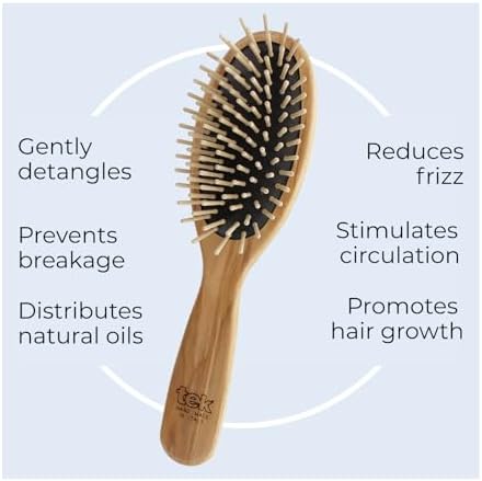 TEK | Oval Wooden Hair Brush with Short Pins in Natural Ash Wood, Ideal for Detangling, Styling and Daily Care of all Type of Hair | 22x6cm | Handmmade in Italy - Image 3