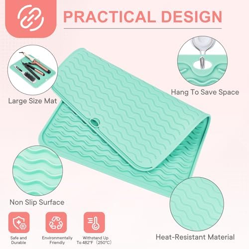 Suafrnut Oversize Silicone Heat Resistant Mat for Hair Tools(14.2" x 11") - Image 4