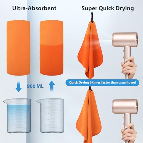 BOGI Microfiber Travel Sports Towel - Quick Dry, Soft Lightweight, Compact for Camping, Gym, Yoga, Swimming, Backpacking (XL:72''x32''+16''x16'' - Orange) - Image 5
