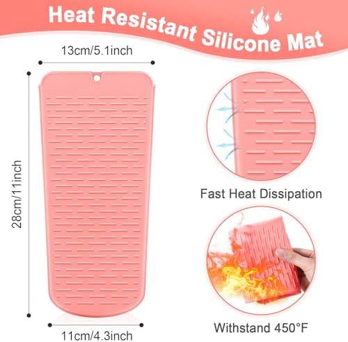 Shappy 2 Pcs Heat Resistant Flat Iron Travel Case with Mat,Pink Marble - Image 4