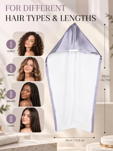 Satin Microfiber Hair Drying Towel Wrap, Fast Drying Turban for Women Mauve Grey - Image 3