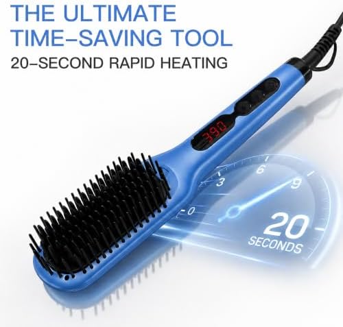 MEGAWISE Ceramic Ionic Hair Straightener Brush, 20s Heat, Dual Voltage - Image 2