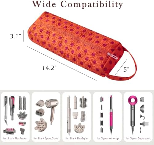 RSRSLEII Polka Dot Hair Tools Travel Bag,Hair Styling Accessories Storage Case for Shark FlexStyle,Dyson Airwrap Hair Dryer,Curling Iron,Straightener,Revlon Hair Tools,Portable&Foldable(24Orange) - Image 2