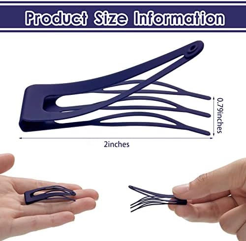 Chinco Navy Blue 24 Pcs Double Grip Hair Metal Snap Clips,2 Inch - Image 2