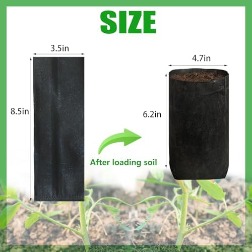 50PCS Nursery Grow Bags, Black Plant Grow Bag for Starting Rooted Plants Vegetable, Flower, Seedling Tree Seedling Pots, 8.5" H Before Loading Soil - Image 2