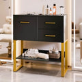 OmySalon Professional Barber Station, Salon Stations for Hair Stylist, Storage Cabinet with 3 Hair Dryer Holders, 2 Drawers, Hairdressing Organizer Table for Beauty Spa Barbershop Home, Black Gold by OmySalon