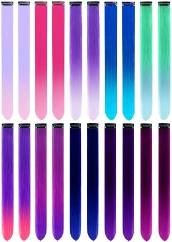 Colored Hair Extensions Clip In Ombre Color Hairpieces 20 PCS by LADYAMZ