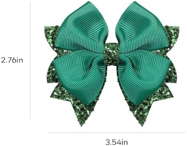Girls Christmas Dark Green Hair Bow Clips 2 Pcs 3.5" Glitter Leather Ribbon Dress Bow Alligator Barrettes for Toddler Teens Kids Women Xmas Easter Holiday Party Costume Accessory Gift - Image 7