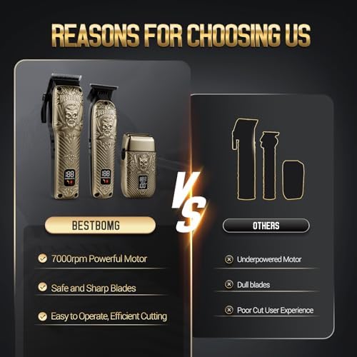 BESTBOMG® Hair Clippers for Men, Clipper, Trimmer & Shaver Set, BS-808DR - Image 6
