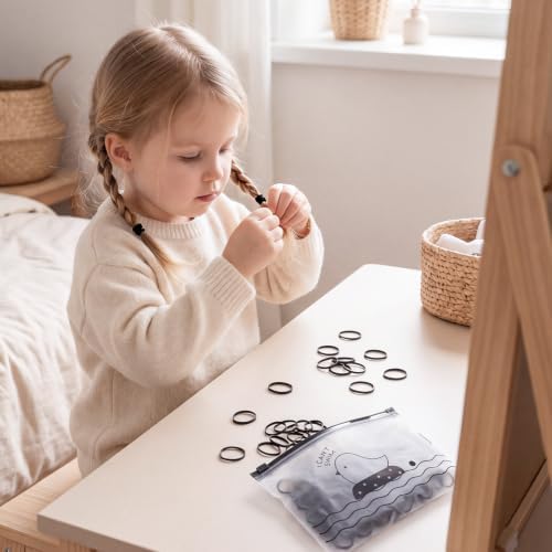 1000 Black Hair Rubber Bands with 10 Styling Tools, Small Elastic Ties - Image 5