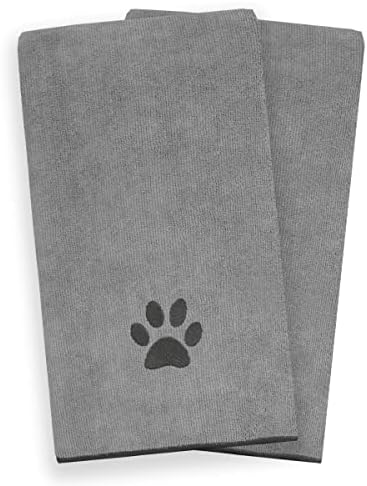 Ritz Embroidered Microfiber Pet Towel, Large, Paw Spa Gray, 2 Towel Set - Image 2
