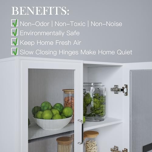 Furnaza White LED Wall Storage Cabinets with Adjustable Shlelf - Image 5