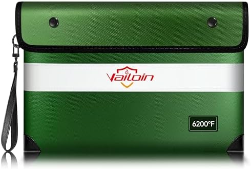 Vailoin 6200°F Fireproof Money Bag, 8 Layers of Heat Insulated Materials by Vailoin