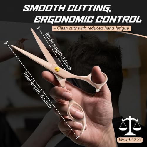 Hair Cutting Scissors Set,6.5" Hair Cutting Shears-Rose Gold - Image 6