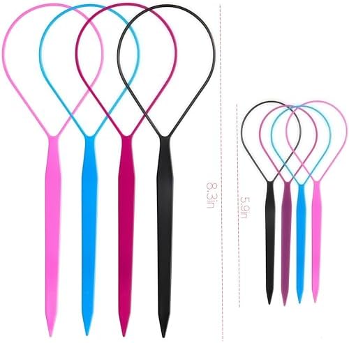 Topsy Tail Hair Tool Set, Ponytail Maker Loop Styling Tools, 2 Sizes, Multicolor, 8 Piece - Image 4