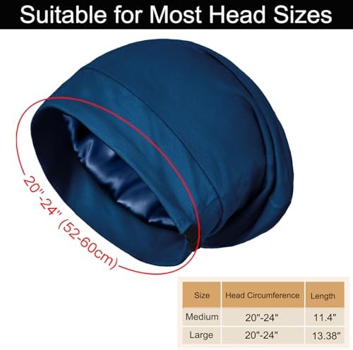 Satin Bonnets for Sleeping Adjustable Silk Lined Bonnet Sleep Cap Hair Wrap - Image 5