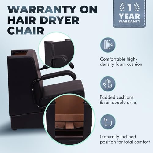 Buy-Rite Kate Hair Dryer Chair Salon Chair Black Vinyl Wood Frame - Image 5