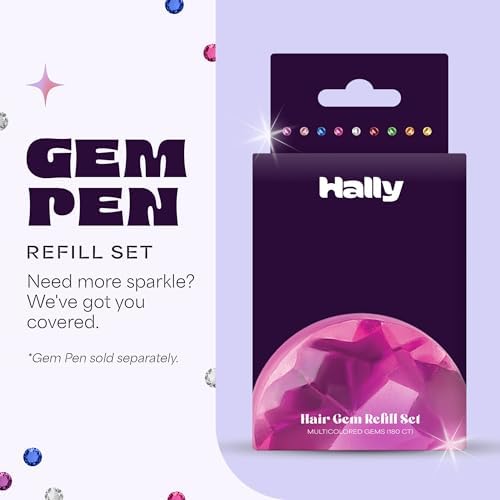 Hally Hair Gems Pen Refill Set with 180 Multicolored Gem Stickers - Image 2