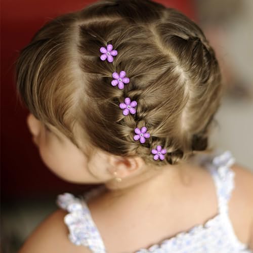 YISSION Rhinestone Decorative Hair Accessories: 20 Cute Mini Purple Flower Hair Clips for Girls, Women, Wedding & Bridal - Image 5