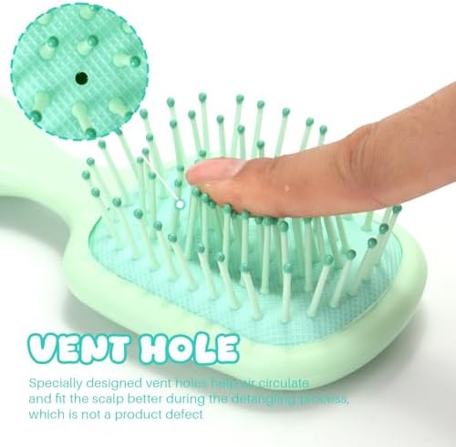 Mini Hair Bursh for Women Men and Kids, Protable Travel Size Hair Brush for Pockets Purses, Mini Detangler Brushes for All Hair Types, Small Paddle Brush for Detangling(Green) - Image 5