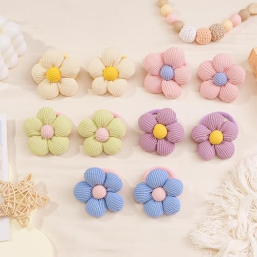 CÉLLOT 10PCS Flower Hair Ties,4cm Diameter Seamless Nylon Bands for Girls - Image 6