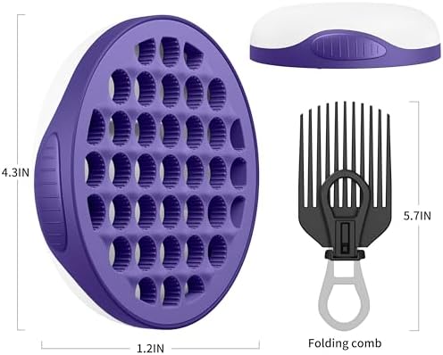FIABC Silicone Curl Brush,Africa Comb,Magic Curly Hair Brush Twist Hair,Afro Pick,Men Women Boys Girls Wave Curler Tool,1 Set (Purple) - Image 2
