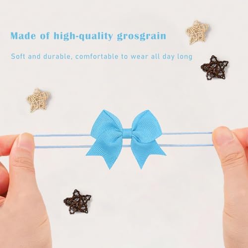 40Pcs Baby Hair Ties with Bows Elastic Ponytail Holders Small Hair Accessories for Kids Toddlers Infants (Mixed color 3) - Image 5