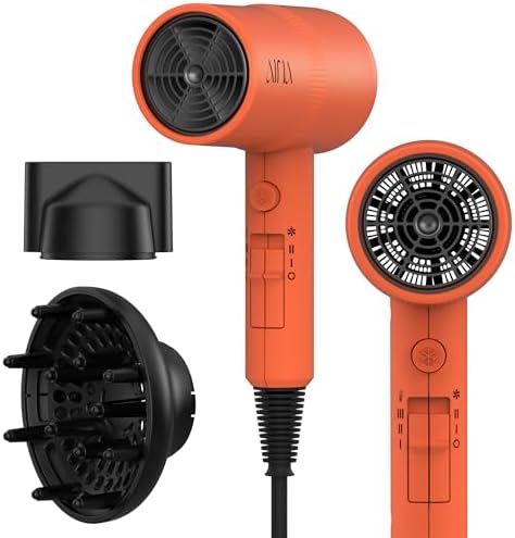 AINA Diffuser Hair Dryer Full-Featured Blow Dryer 110V/1600W(Lava Orange) by Aina