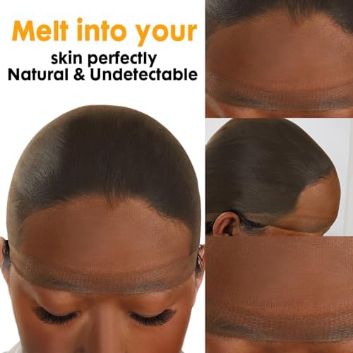 BEEOS Dark Brown Skinlike HD Wig Cap for Women, 24 Pieces Invisible Ultra-thin Stretchy Stocking Caps for Lace Front Wigs - Image 3