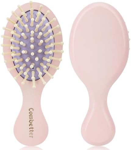 Small Bamboo Hair Brush for Women,Kids,Mini Scalp Massager for Travel by Combetter