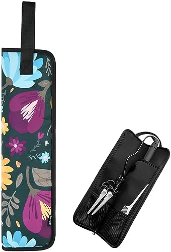 Beautyflier Universal Curling Iron Travel Bag, Canvas Heat-Resistant Curling & Flat Iron Holder Tote Bag, Hot Curling Iron Holder for Hair Tools Travel Case or Daily Use (Color Flower) by Beautyflier