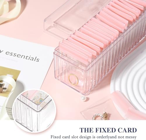 HOMEHIVE Acrylic Jewelry Box Organizer, Clear Jewelry Organizer Holder with 20 Portable Anti Tarnish Jewelry bags, Travel Jewelry Case for Earrings/Rings/Necklaces for Women Girls, Pink - Image 5