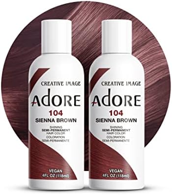 Adore Semi Permanent Hair Color, 104 Sienna Brown, 4 Fl Oz (2 Pack) by Adore