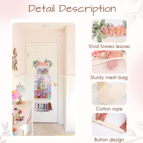 POVETIRE Headband Holder Hair Bows Organizer for Girls, Hair Accessories Display Storage Wall Hanging Decor for Baby Nursery Toddler Girls Room - Image 5