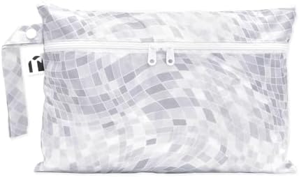Bumkins Roamio Waterproof Wet Dry Clutch Bag for Baby, Travel, Swim Suit, Cloth Diapers, Pump Parts, Pool, Gym Clothes, Toiletry, Hook to Stroller, Pack for Daycare, Zip Pack Pouch, Disco Ball Gray by Bumkins