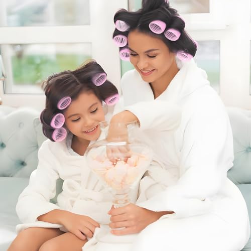 4 Sizes Hair Rollers Set with Clips - 50 Pcs Hair Curlers Rollers for Women, Self Grip Holding Hair Roller for Hair Long Medium Short Bangs Thick Fine Volume Thin, Pink - Image 6
