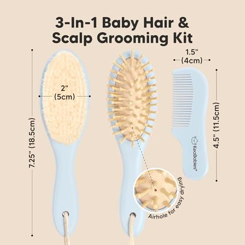 Wooden Baby Hair Brush Set for Newborns, Toddler Comb (Frost, Regular) - Image 2