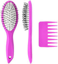 Wig Brush Comb Set, Premium Matte Grip, 2pcs Professional Extension Brush with Ergonomic Travel Size Design for Human and Synthetic Hair by Stylemate