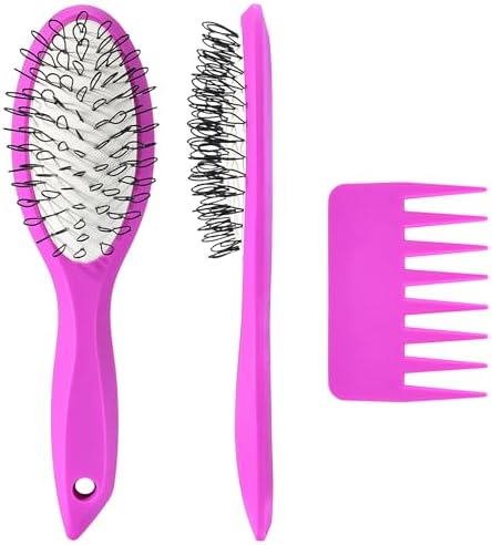 Wig Brush Comb Set, Premium Matte Grip, 2pcs Professional Extension Brush with Ergonomic Travel Size Design for Human and Synthetic Hair by Stylemate