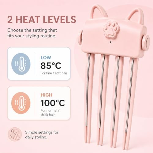 Heated Root Volumizer Clip, Cordless Hair Volume Tool with Adjustable Heat Settings for Fine Flat Hair and Bangs, Portable Root Styling Clip for Women - Pink - Image 6