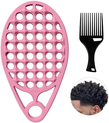 KOUPA Silicone Afro Twist Brush with Pick Comb for Coily Hair Curls, Pink by WelcometoKOUPA
