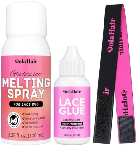 Dolahair Lace Melting Spray Kit for GlueLess Wigs Bond Adhesive Glue Spray by Dolahair