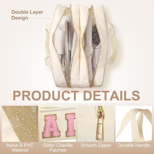 Pinkunn Hair Tool Travel Bag Tools Large Travel Case, Cream White - Image 3